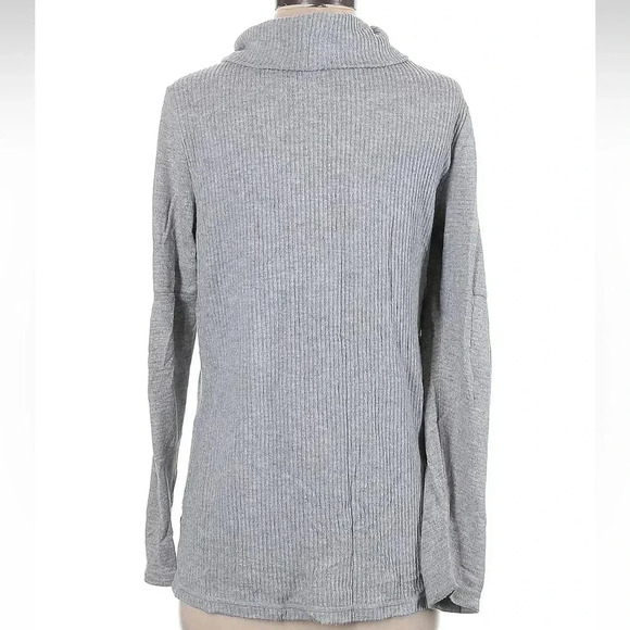 Anthropologie Saturday Sunday Gray Cream Ribbed Cowl Neck Sweater Size Small - Picture 5 of 8